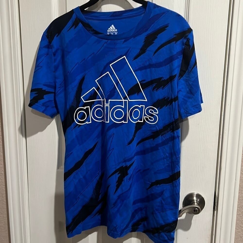 Adidas Boys Logo Short-Sleeve T-Shirt XL 18/20 blue black